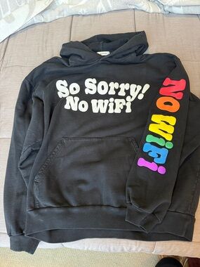 Madhappy Black Hoodie with White "So Sorry No WiFi" Graphic LIMITED EDITION